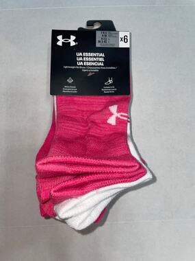 UNDER ARMOUR WOMENS 6 PAIR PINKs  LIGHTWEIGHT NO SHOW SOCKS NEW